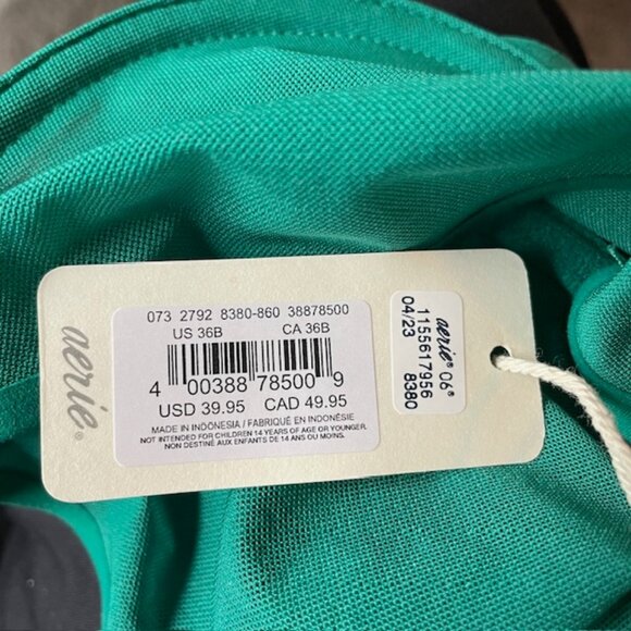 NWT Aerie Smoothez Green Unlined Sheer Mesh Balconette Underwire Bra 36B - Picture 9 of 11